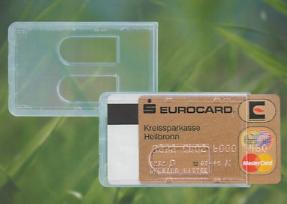 hard kunststof kaarthouder voor 2 plastic cards met duimgaten voor uitschuiven