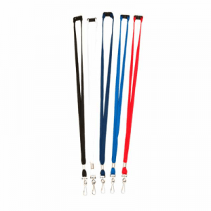 assortiment keycords in 5 kleuren met metalen clip en hersluitbaar veiligheid breekmechanisme