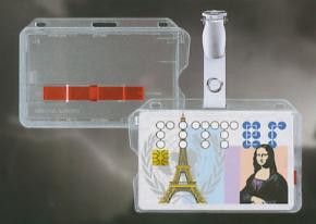 hard kunststof kaarthouder voor plastic cards met uitschuif mechanisme
