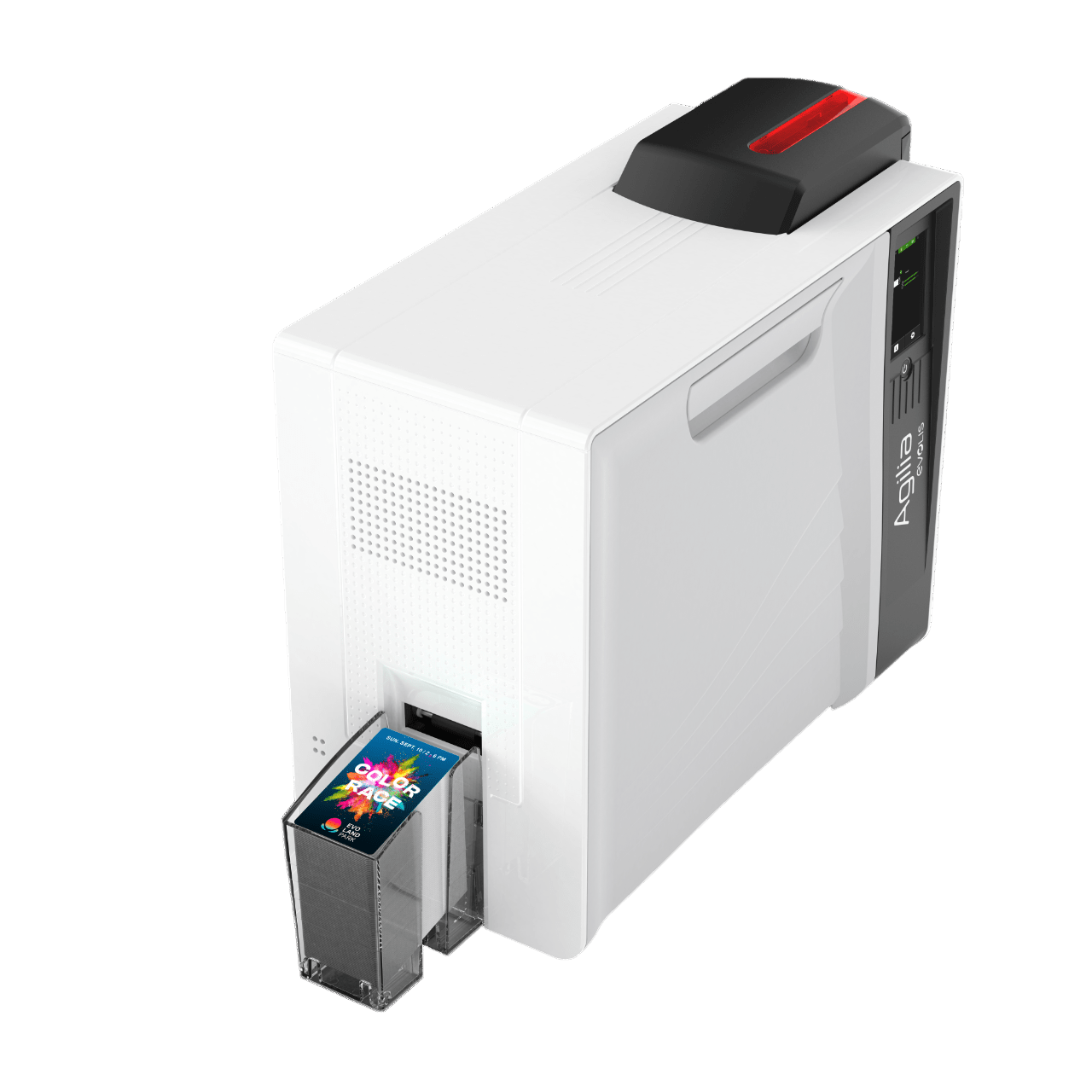 achter en bovenaanzicht Evolis Agilia cardprinter