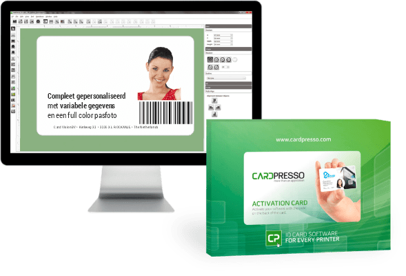 cardPresso software met pasfoto, personalia en barcode