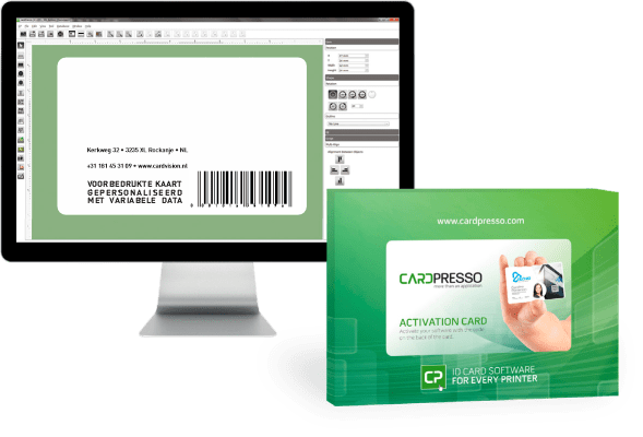 cardPresso software met variabele personalia en barcode