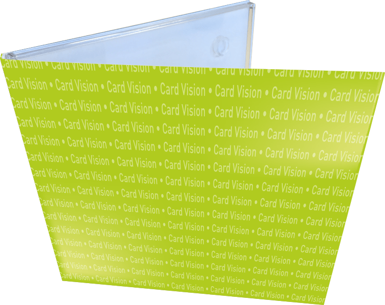 half geopende kaartverpakking groen bedrukt geschikt voor plastic kaart