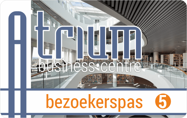 Atrium Business Centre bezoekerspas plastic kaart met logo en achtergrond